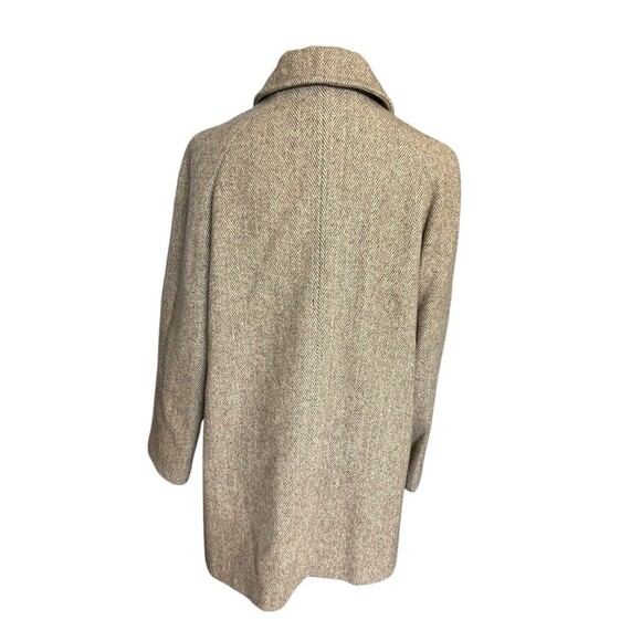 Vintage Herman Kay Wool Blend Pea Coat Herringbone Beige Lined Pocket - Picture 7 of 9